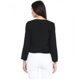 Women's Polyester Solid Long Sleeves Blazer (Black)