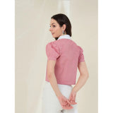 Red-white cotton checkered half sleeve shirt for women on hanger