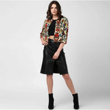 Multicolor polyester floral 3/4th sleeves women's shrug on hanger, front open neck, waist length