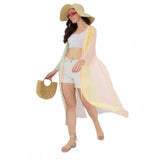 Multicolor Georgette ombre short sleeve shrug for women with V-neck and tie-up closure