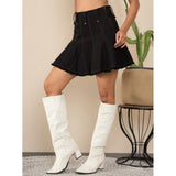 Women's Denim Washed Buttoned Skirt (Black)