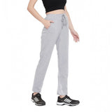 Women's Cotton Solid Elasticated Track Pants (Light Grey)