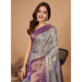 Women's Jacquard Saree With Unstitched Blouse 5.5Mtr (Multicolor)
