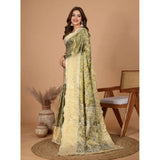 Women's Jacquard Saree With Unstitched Blouse 5.5Mtr (Olive)