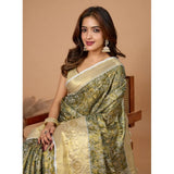 Women's Jacquard Saree With Unstitched Blouse 5.5Mtr (Olive)