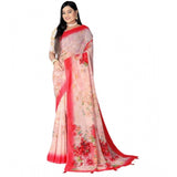 Women's Georgette Floral Printed Saree With Unstitched Blouse 5.5Mtr (Red)