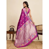Women's Faux_Banarasi_Silk Woven Saree With Unstitched Blouse 5.5Mtr (Magenta)