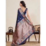Women's Faux_Banarasi_Silk Woven Saree With Unstitched Blouse 5.5Mtr (Navy_Blue)