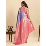 Women's Faux_Banarasi_Silk Woven Saree With Unstitched Blouse 5.5Mtr (Blue)