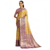 Women's Faux_Banarasi_Silk Woven Saree With Unstitched Blouse 5.5Mtr (Yellow)