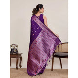 Women's Jacquard Woven Saree With Unstitched Blouse 5.5Mtr (Purple)