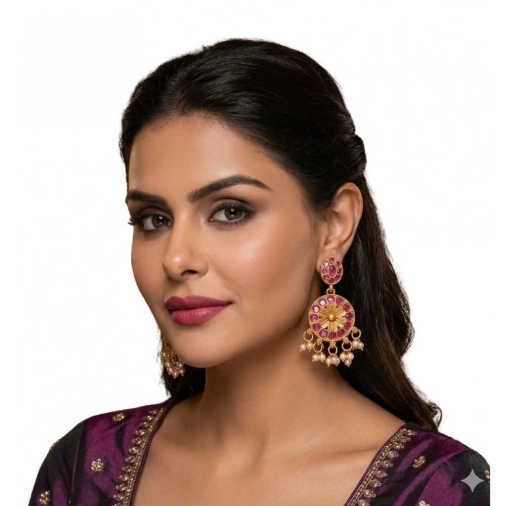 Multi-colored zinc alloy gold-plated chandbali earrings - close-up view, avoid contact with water and harsh chemicals