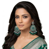 Multi-colored zinc alloy gold-plated chandbali earrings for women - avoid contact with water, perfume, and harsh chemicals