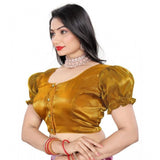 Gold elastic sleeve blouse, Jimmy solid designer wear for women (alterable up to size 42)
