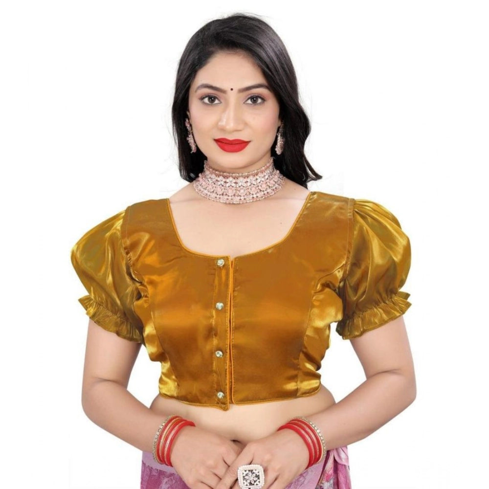 Gold elastic sleeve blouse, women's designer Jimmy solid pattern adjustable up to size 42
