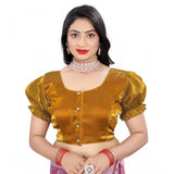 Gold elastic sleeve blouse, women's designer Jimmy solid pattern adjustable up to size 42
