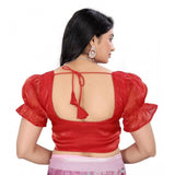 Red Jimmy solid designer blouse with elastic sleeves, alterable up to size 42 - women's fashion wear