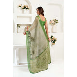 Women's Faux Linen Printed Ready to wear Saree With Unstitched Blouse 5.5Mtr (Light_Green)
