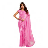 Women's Faux Linen Floral Ready to wear Saree With Unstitched Blouse 5.5Mtr (Light_Pink)