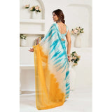 Women's Faux Linen Abstract Print Ready to wear Saree With Unstitched Blouse 5.5Mtr (Multicolor)