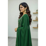 Green Georgette ethnic motif kurti set with pant dupatta, traditional Indian women's wear