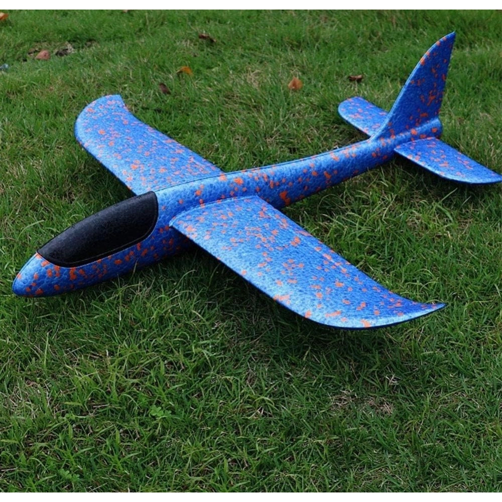 Blue-Multicolor EPP foam galaxy hand throw flying LED glider airplane for kids aged 5+ years