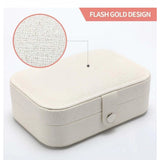 White-Cream PU leather solid jewelry storage box for portability