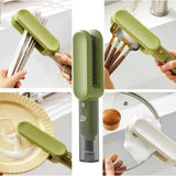 Green stainless steel-plastic solid kitchen knife cleaner brush, durable for thorough cleaning