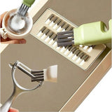 Green stainless steel-plastic solid kitchen knife cleaner brush for efficient cleaning