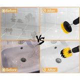 Yellow-Black plastic solid power drill scrub brush cleaning set, pack of 4 reusable tools for home improvement projects