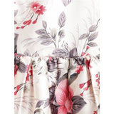Off-white polyester & net inset sleeveless dress for girls, featuring a round neck and knee-length, with intricate net detailing