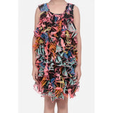 Black chiffon ruffled sleeveless dress for girls, elegant and stylish fashion accessory on mannequin