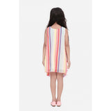 Multicolor chiffon ruffled sleeveless dress for girls, delicate and whimsical, showcasing vibrant patterns