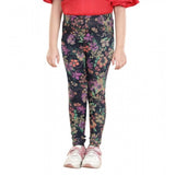 Multi-colored cotton lycra floral elasticated jeggings for girls, comfortable activewear with patterned detail