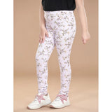 Multicolor girls' cotton lycra floral elasticated jeggings, casual wear with floral pattern