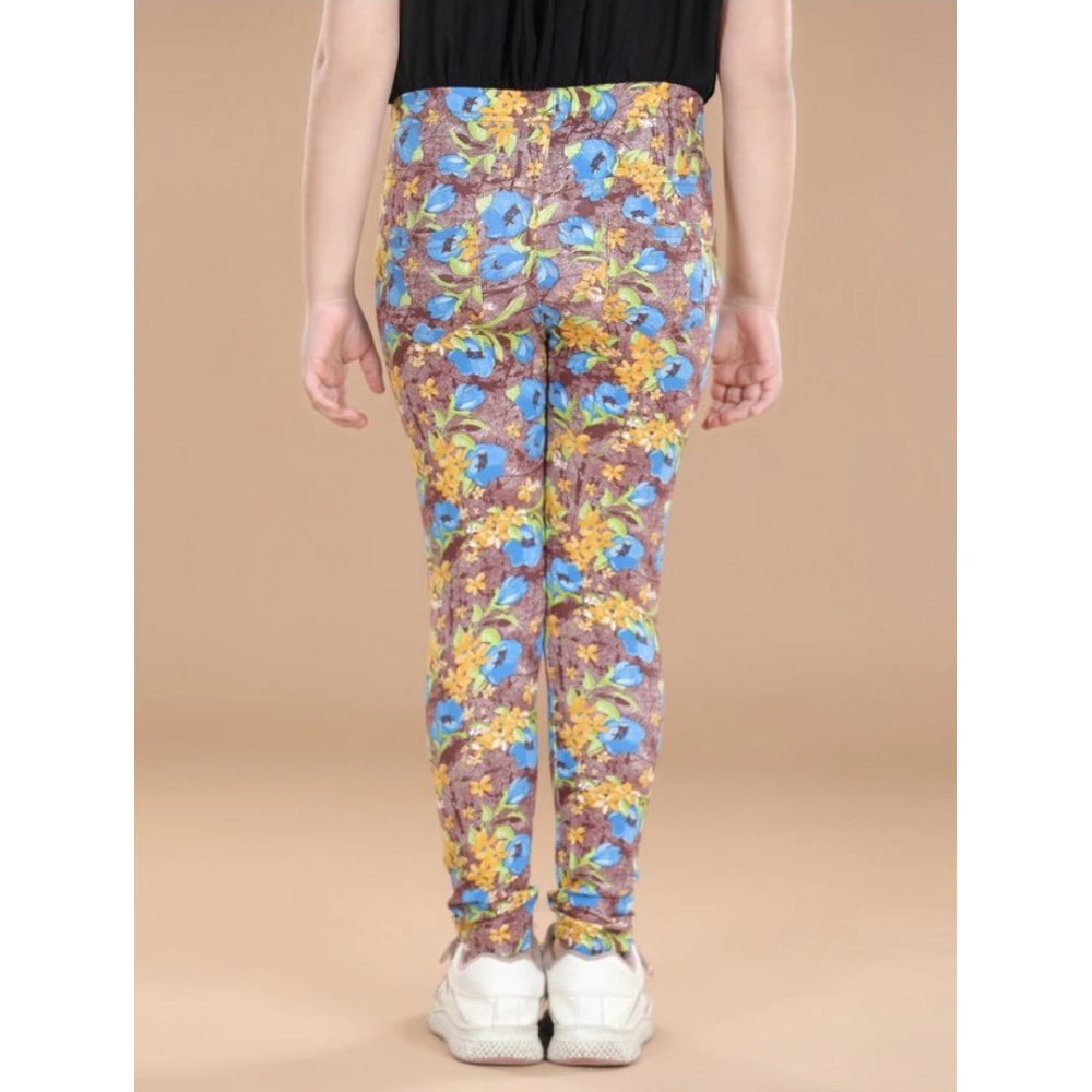 Multicolor floral cotton lycra elasticated jeggings for girls, ideal for casual wear