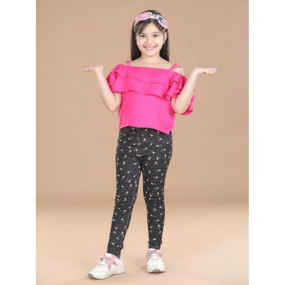 Multicolor cotton lycra floral elasticated jeggings for girls, suitable for casual wear
