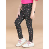 Multicolor floral cotton-lycra jeggings for girls, elastic waist