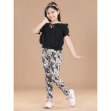 Multicolor cotton-lycra floral elasticated jeggings for girls, stretchy and comfortable fashion wear