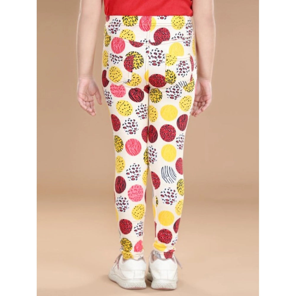 Multicolor cotton lycra floral elasticated jeggings for girls, comfortable activewear with floral pattern