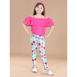 Multi-colored cotton lycra floral elasticated jeggings for girls, versatile casual wear