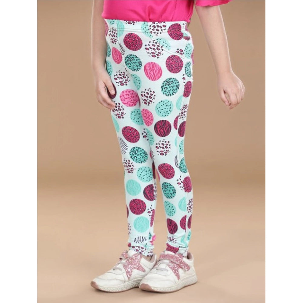 Multi-colored cotton lycra floral elasticated jeggings for girls, ideal for casual wear and active play