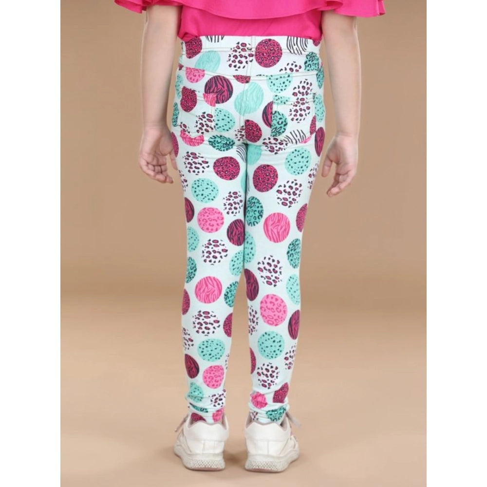 Multi-colored cotton lycra floral elasticated jeggings for girls, ideal for casual wear