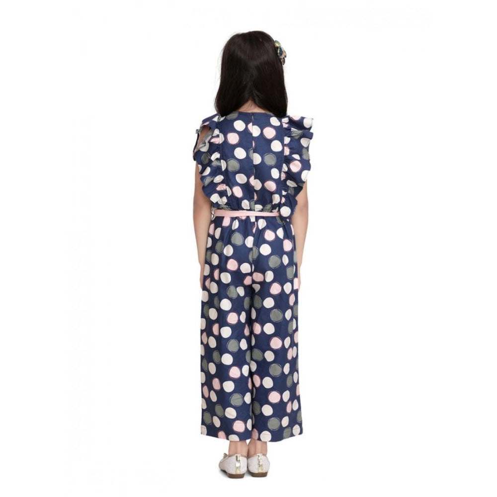 Multicolor rayon polka flutter jumpsuit for girls, vibrant pattern and v-neck design