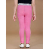 Pink cotton lycra star print elasticated leggings for girls, perfect for active play