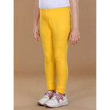 Yellow cotton lycra elasticated leggings for girls, perfect for activewear and casual wear