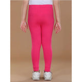 Pink cotton-lycra elasticated leggings for girls, solid design for activewear