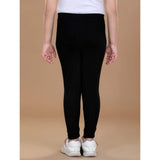 Black cotton lycra elasticated leggings for girls, perfect for activewear