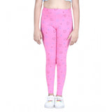 Light pink cotton-lycra printed elasticated leggings for girls, ideal for active play
