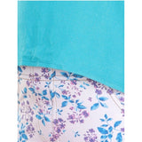 Turquoise Blue girl's floral cotton elasticated jegging and top set - cotton lycra, elastic waist, shoulder straps